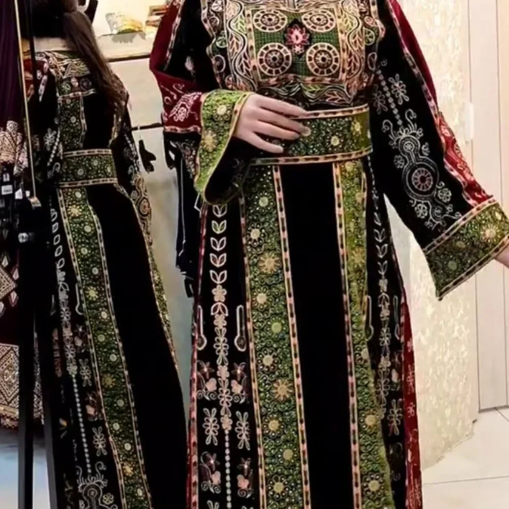 NWT Palestinian )Fire and Heaven) Janna and Naar Thobe Kaftan sz XL - Picture 7 of 7